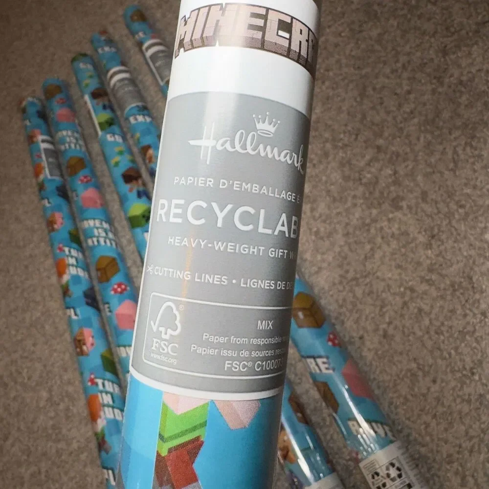 Hallmark Minecraft Gift Wrapping Paper LOT of 6 Rolls 120 sq ft Total Christmas